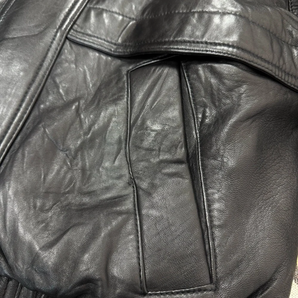 London Fog Black Genuine Leather Bomber Jacket Sz S - Picture 12 of 15